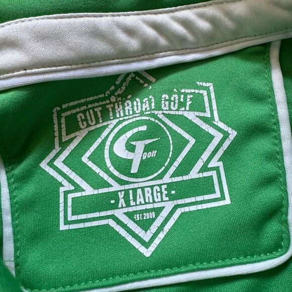 Cut Throat Golf Men's Short-Sleeve Pointed Collar Leaves Shirt Green Extra Large - Picture 9 of 12